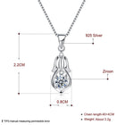 Sterling Silver Necklace Pendant Drop AAA Zirconia 18" 1MM Lobster Clasp B408
