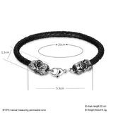 Stainless Steel Leather Bracelet  8.5 Inches 5MM Lobster L390