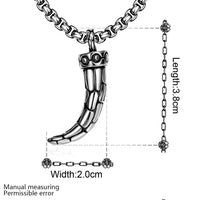 Stainless Steel Necklace Pendant Teeth Biker Gothic 23" 3MM Lobster Clasp B240