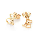 Stainless Steel Set Earring Pendant Necklace Cat Shape Gold 18" P847