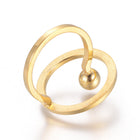 304 Stainless Steel Hollow Finger Rings Flat Round Round Gold Size 7 17mm  A7