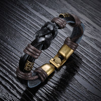 Genuine Cow Leather Bracelet Black Brown  Unisex  Hook Clasp  G316