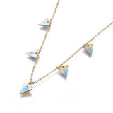 Stainless Steel Set Pendant Necklace Stud Earrings Back Triangle 16.7" P696