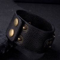 Leather Bracelet Black 9 Inchs 36MM push button  L455