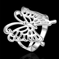 Sterling Silver Plated Fashion Ring Women Butterfly B369