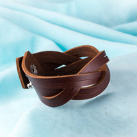 Leather Bracelet Brown 8 Inches 24MM Push button  L458