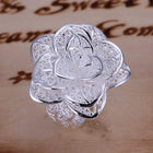 Sterling Silver Plated Zirconia Rose Flower Band Ring Size 8 B138