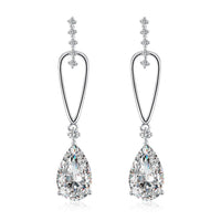 Platinum Plated Earrings Drop Dangle AAA Zirconia Push Back Clasp L579