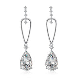 Platinum Plated Earrings Drop Dangle AAA Zirconia Push Back Clasp L579