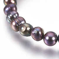 Natural Pearl Stretch Bracelets Potato PrussianBlue 2"(5cm)  P506