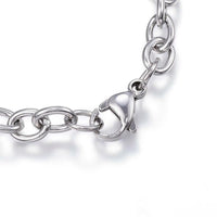 304 Stainless Steel Charm Bracelet Shell Silver 7.5" Inch 6mm Z73