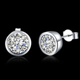 Sterling Silver Plated Earrings Stud AAA Zirconia Push Back .4" L335