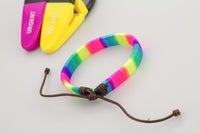 Genuine Leather Woven Handmade Bracelet Men's Unisex Wrap Tribal Rainbow H213