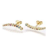 Micro Pave Cubic Zirconia Ear Studs Earring Backs Gold 4.5x21mm Pin 0.7mm P351