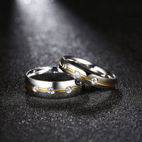 Stainless Steel Band Fashion Wedding Ring AAA Zirconia Men's Unisex B470