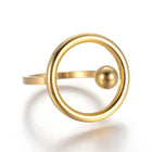 304 Stainless Steel Hollow Finger Rings Flat Round Round Gold Size 7 17mm  A7