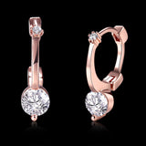 Rose Gold Plated Earrings Hoop Huggies AAA Zirconia  Latch Back Clasp L463