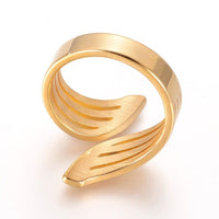 304 Stainless Steel Finger Rings Cuff Rings Gold Size 7 17mm  A29