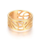 304 Stainless Steel Ring Hollow Wide Band Rings Gold Size 6~9 16~19mm Z687