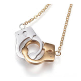 Stainless Steel Pendant Necklaces Rhinestone Handcuffs Gold Silver 17.3"  P657