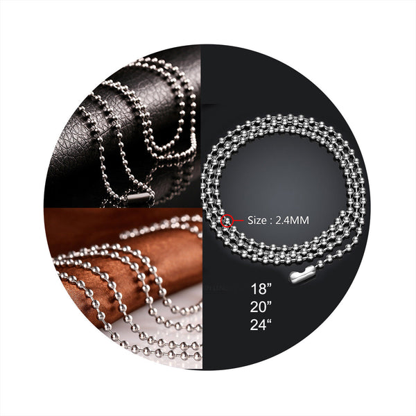 Stainless Steel Necklace Chain Beads Chain 18-24 Inches 2.4MM Lobster Clasp B199