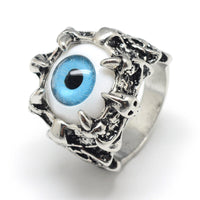 Ring Wide Band Rings Chunky Rings Eye Antique Silver Light Blue 18mm Z744