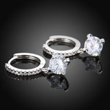 Platinum Earrings Dangle Drop AAA Zirconia Lever Back  0.2" L163