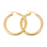 304 Stainless Steel Hoop Earrings Gold 40x37x4mm Pin 1x0.8mm  P583