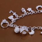 Sterling Silver Plated Bracelet Good Luck Cross 8 Inches 3MM Lobster L48