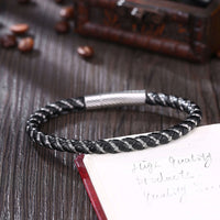 Stainless Steel Leather Bracelet8 Inches 6MM Pop style L399