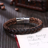 Stainless Steel Leather Bracelet 8 Inches 13MM Slide L382