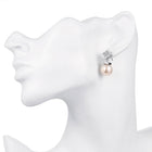 Platinum Plated  Earrings Drop Dangle AAA Zirconia Push Back .48" L197