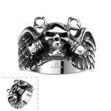 Stainless Steel Antique Gothic Biker Tribal Ring Black Men's Unisex Skull B179