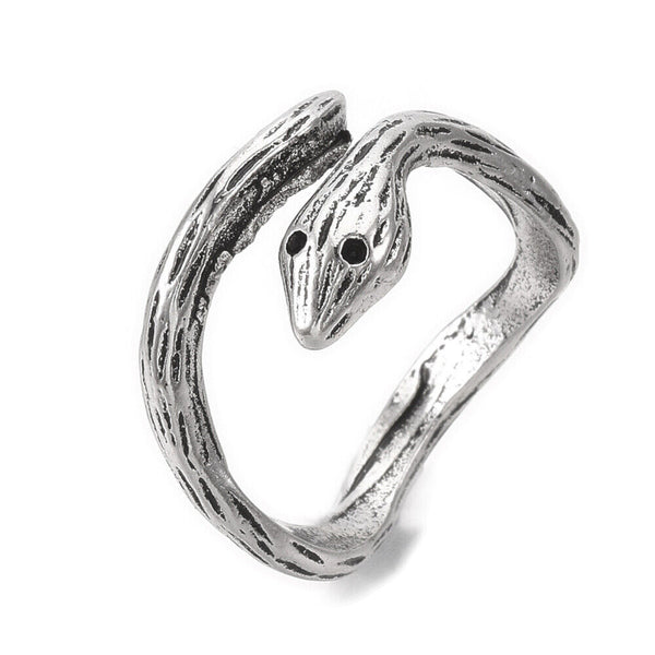 Alloy Cuff Finger Ring Snake Antique Silver Size 7 Adjustable 17mm P459