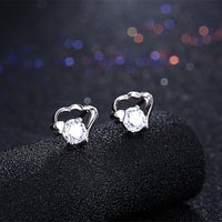 Sterling Silver Plated Earrings  Stud AAA Zirconia  Push Back Clasp L768