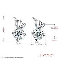 Sterling Silver Plated  Earrings  Stud AAA Zirconia  Push Back Clasp L812