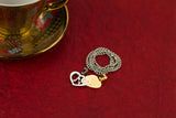 Stainless Steel Lovers Heart Zirconia Pendant Beads Necklace Silver Gold L177
