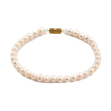 Beaded Bracelet Cultured Freshwater Pearl Gold Plated Screw White 7.4" Z145