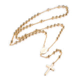 Stainless Steel Pendant Necklaces Rosary Bead Necklaces Gold 24.96"  P667