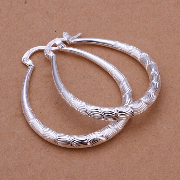 Sterling Silver Plated Hoop Pierced Earrings L4