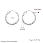 Sterling Silver Plated Hoop Pierced Earrings 1.8" Inches L100