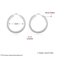 Sterling Silver Plated Hoop Pierced Earrings 1.8" Inches L100