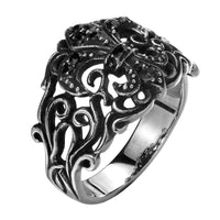 Stainless Steel Gothic Biker Tribal Ring Black Men's Unisex Cross Crown B192