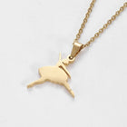Stainless Steel Set Earring Pendant Necklace Dancer Gold 18" P769