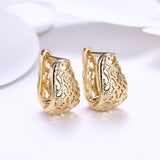 Brass Hoop Earrings Ring Flower Champagne Yellow Gold 18x11mm Z263