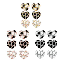 Rose Gold Platinum  Plated  Earrings Stud AAA Zirconia Push Back Heart .76" L302