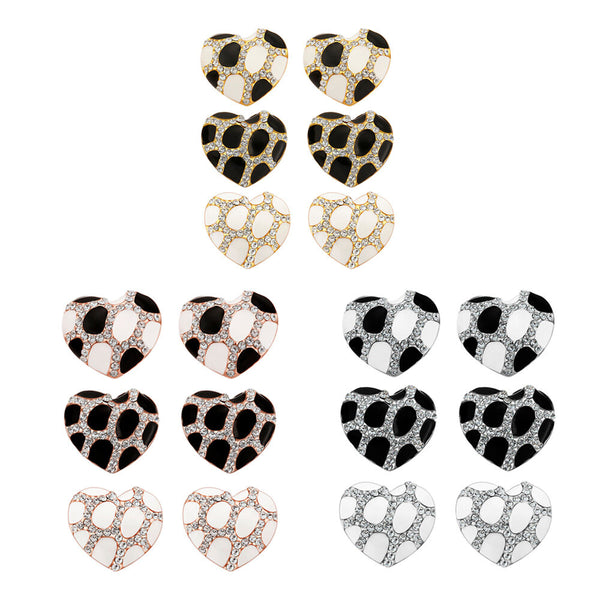 Rose Gold Platinum  Plated  Earrings Stud AAA Zirconia Push Back Heart .76" L302