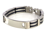 Unisex Stainless Steel Rubber ID Bracelet Chain Link 8.5" G11