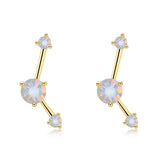 Yellow Gold Plated Earrings  Stud AAA Zirconia Opal Push Back Clasp L490