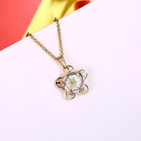 Yellow Rose Gold Plated Necklace Pendant Flower Drop 19 Inches 1MM Lobster B283